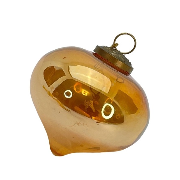 VINTAGE Kugel Style Marigold Teardrop Glass Christmas Tree Ornament - Picture 1 of 11